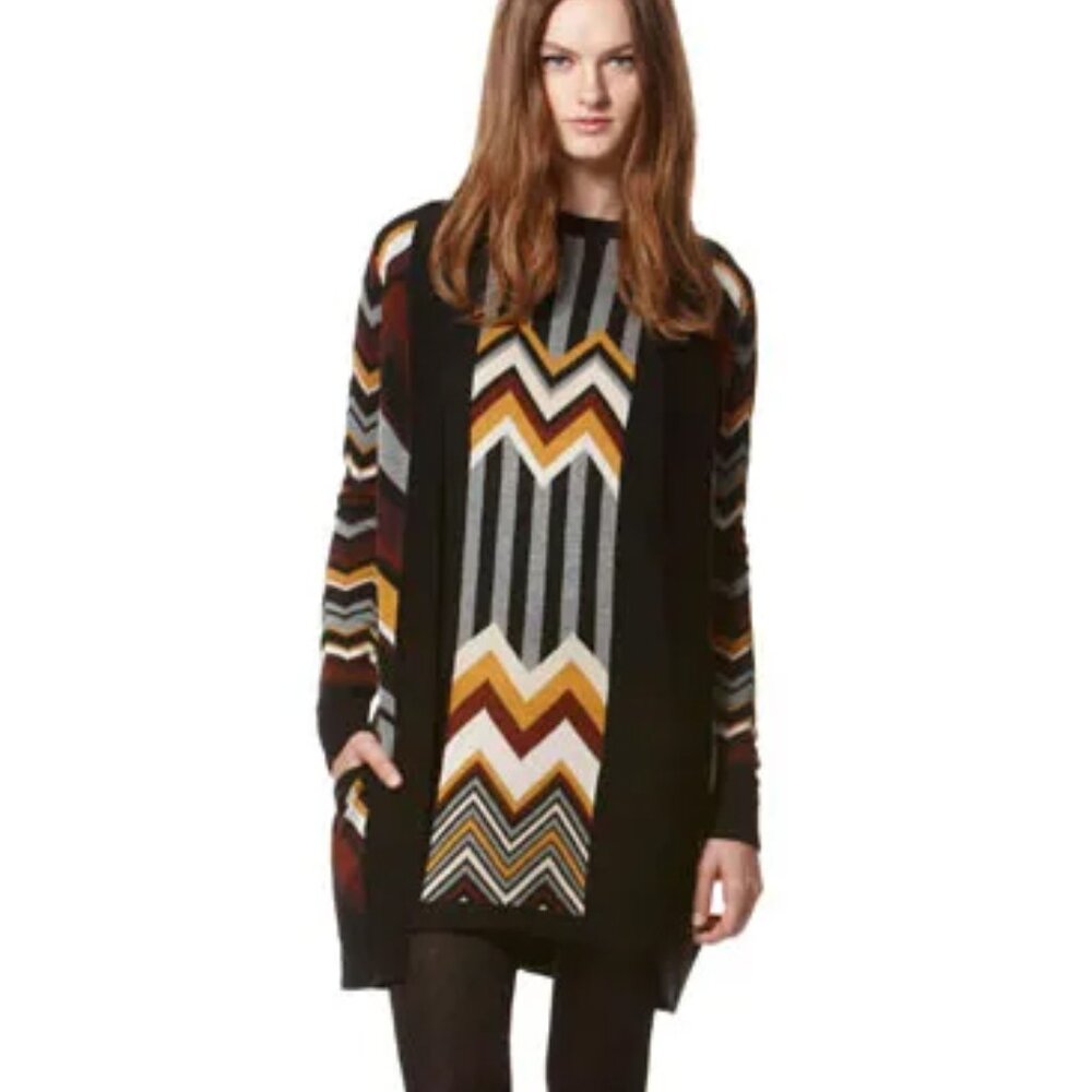 Vintage Italy Designer Y2K Missoni Target Chevron Pattern Dress & Cardigan M NWT